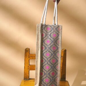 Jute Water Bottle Bags – 1 Liter Reusable Bottle Carry Bags with Handle | Eco-Friendly Wine, Travel & Office Bottle Covers