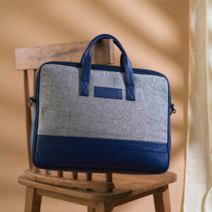 Professional Blue & Grayish Jute Laptop Bag | up to 15.6'' | With | Tablet & Laptop Compartment | Multiple Organisers | Office Bag for Men & Women