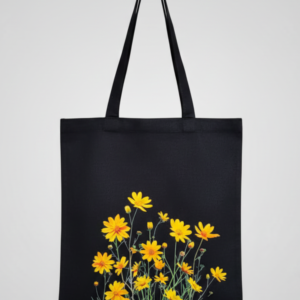 yellow flower canvas tote bag