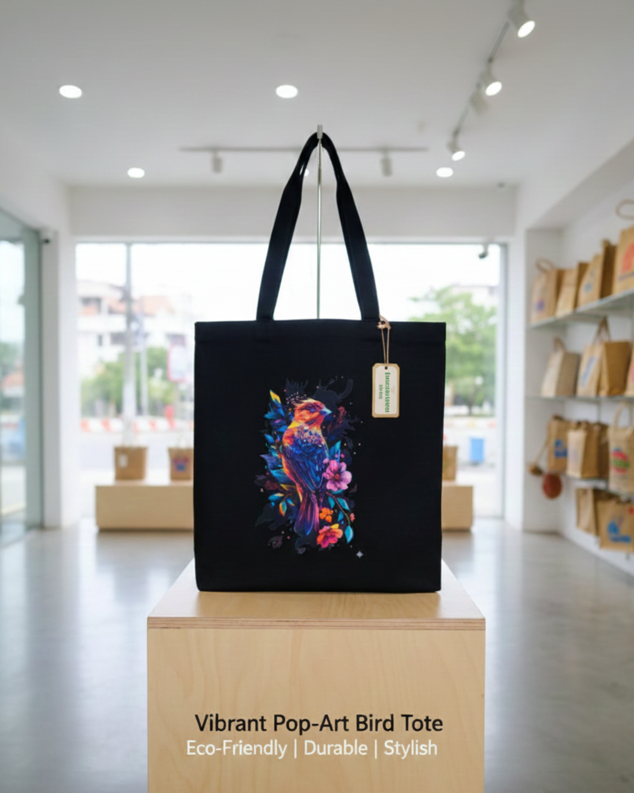 neon bird tote bag